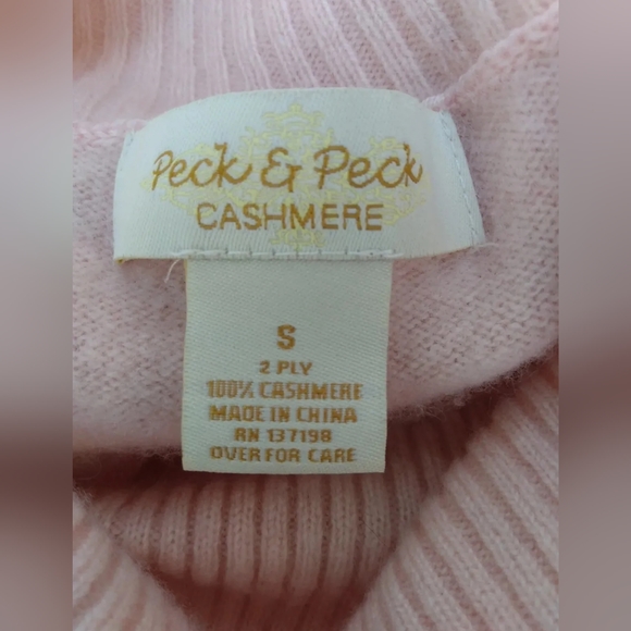 Peck & Peck 2 Ply 100% Cashmere Sweater PINK cowl neck pullover - Picture 9 of 9
